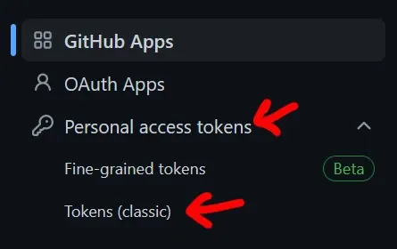 Screenshot: Step 2: Create your Personal Access Token (PAT) on GitHub