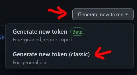 Screenshot: Step 2: Create your Personal Access Token (PAT) on GitHub