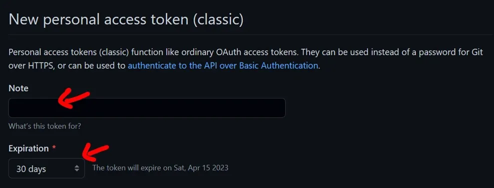 Screenshot: Step 2: Create your Personal Access Token (PAT) on GitHub