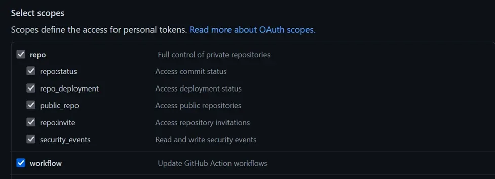 Screenshot: Step 2: Create your Personal Access Token (PAT) on GitHub