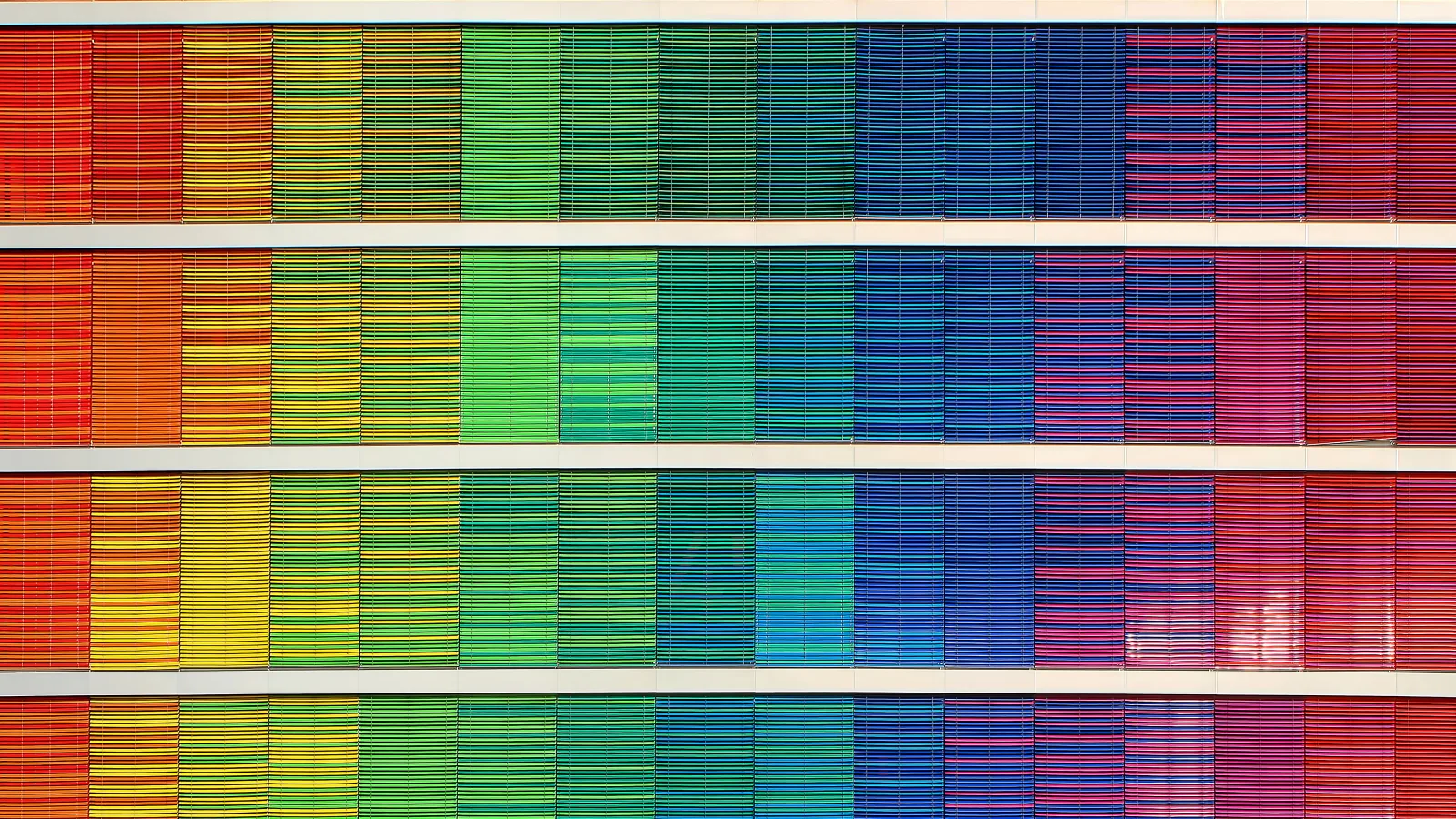 Rows of multicoloured striped patterns